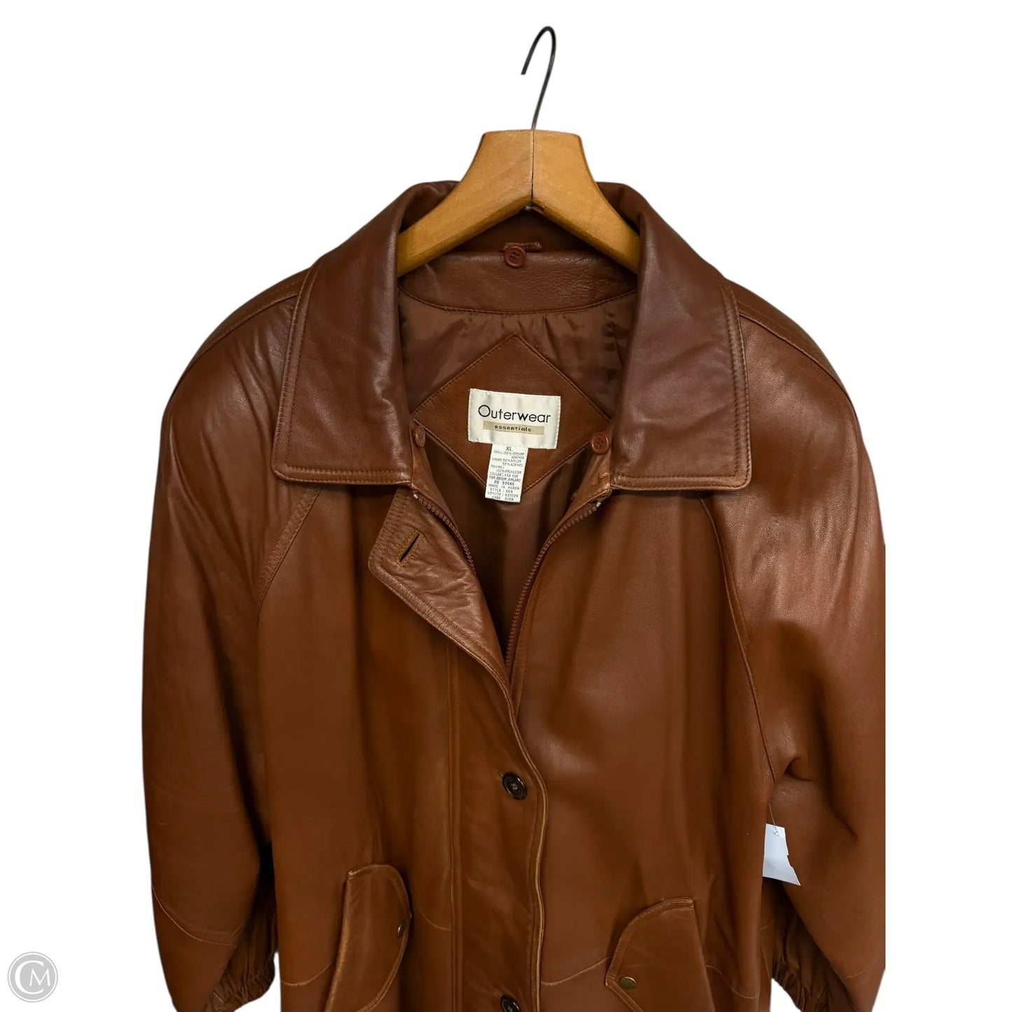 Jacket Leather By Outerwear Essentials In Brown, Size: Xl
