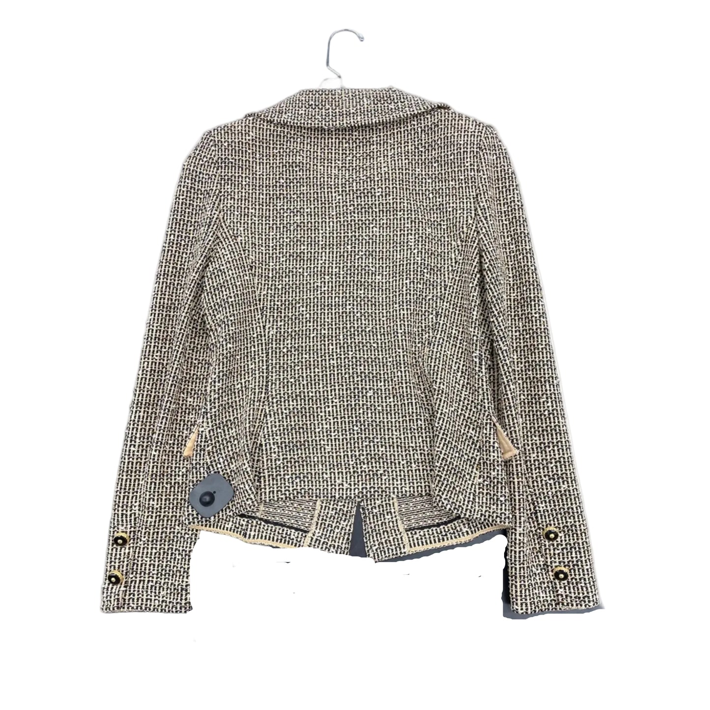 Sweater Cardigan Luxury Designer By St John Collection In Black & Tan, Size: 4