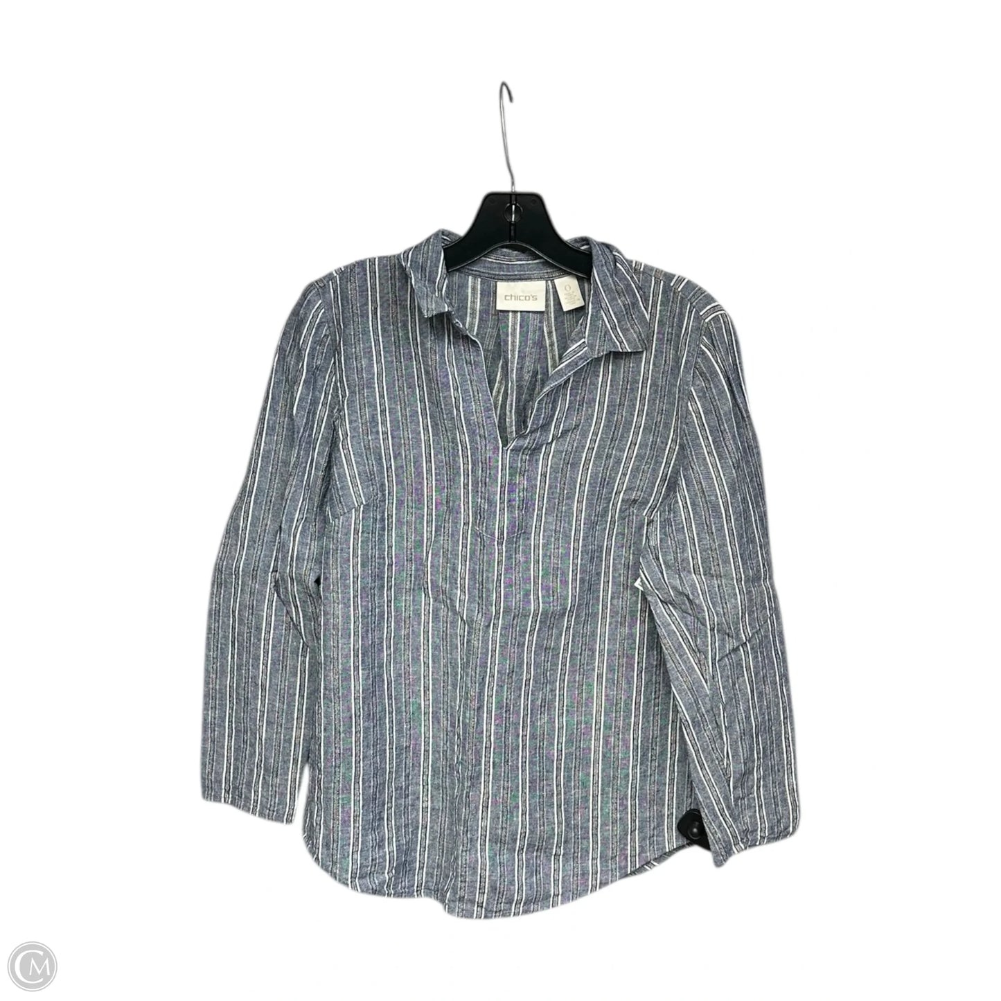 Top Long Sleeve By Chicos In Blue Denim, Size: S