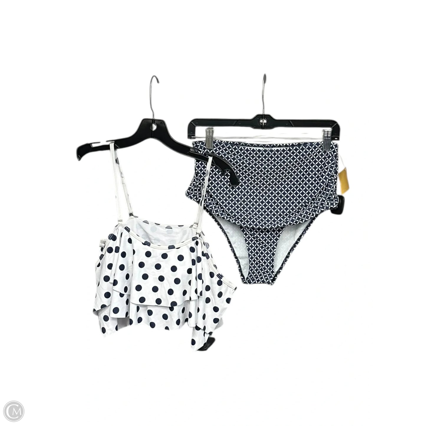 Swimsuit 2pc By Clothes Mentor In Blue & White, Size: L