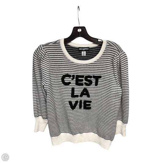 Top 3/4 Sleeve Designer By Karl Lagerfeld In Black & White, Size: M