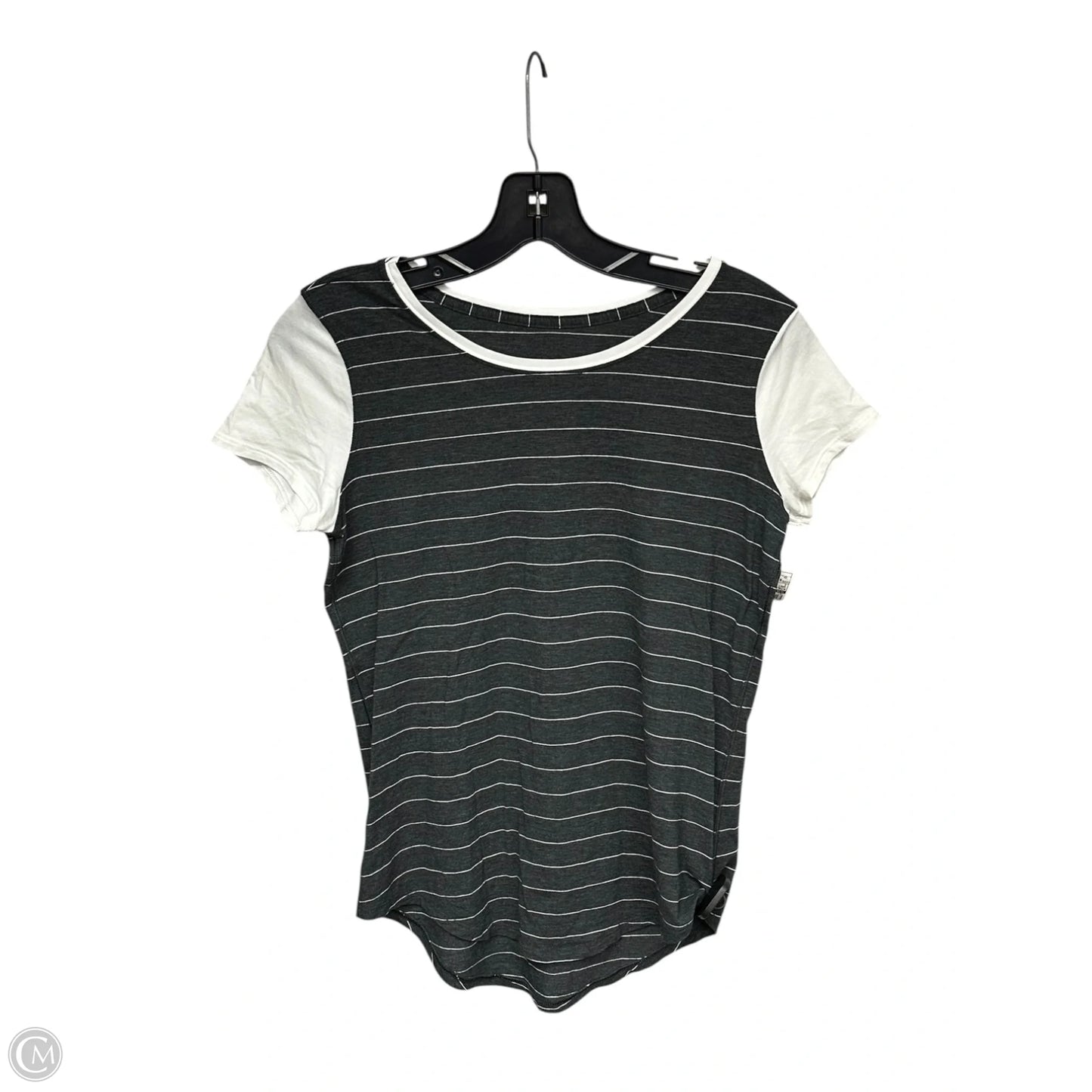 Athletic Top Short Sleeve By Lululemon In Grey & White, Size: S