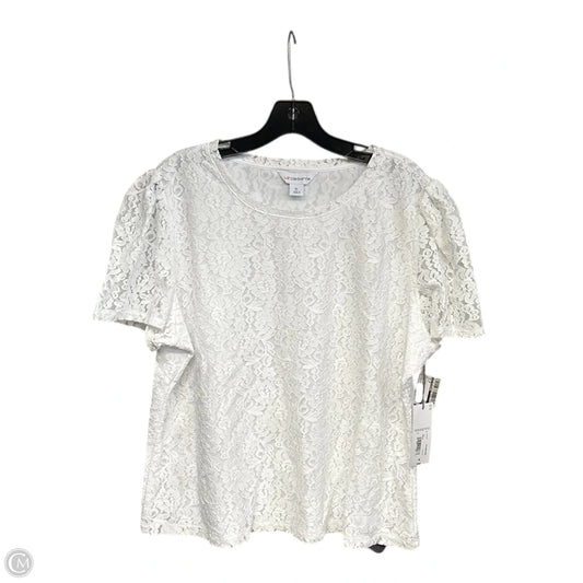 Top Short Sleeve By Liz Claiborne In White, Size: Xl