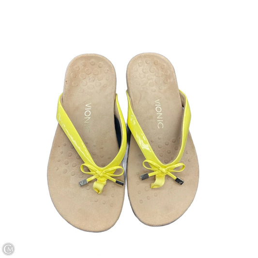 Sandals Flip Flops By Vionic In Yellow, Size: 7