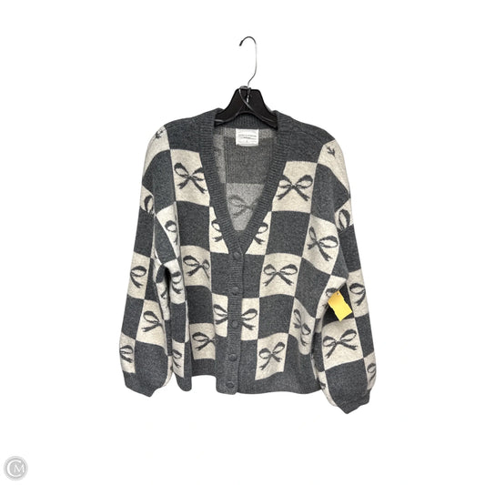Cardigan By Clothes Mentor In Cream & Grey, Size: L
