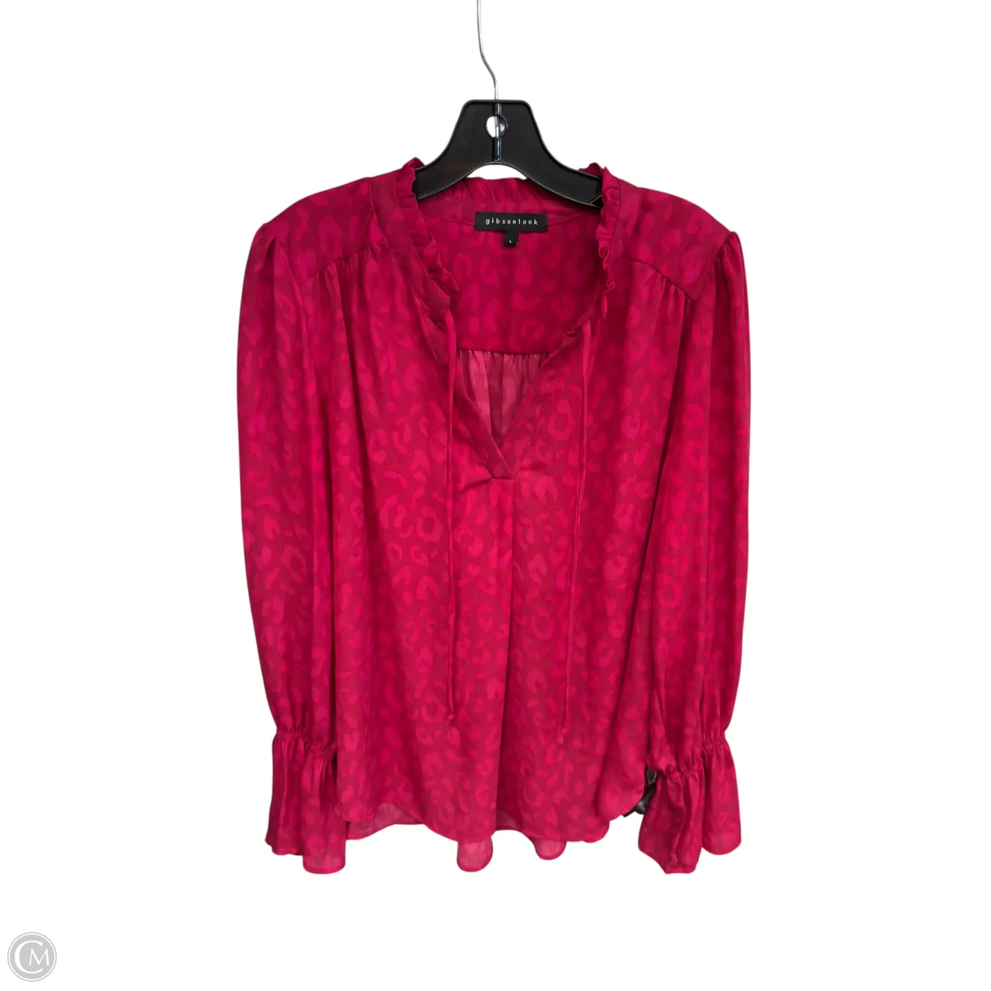 Top Long Sleeve By Gibson In Pink & Red, Size: L