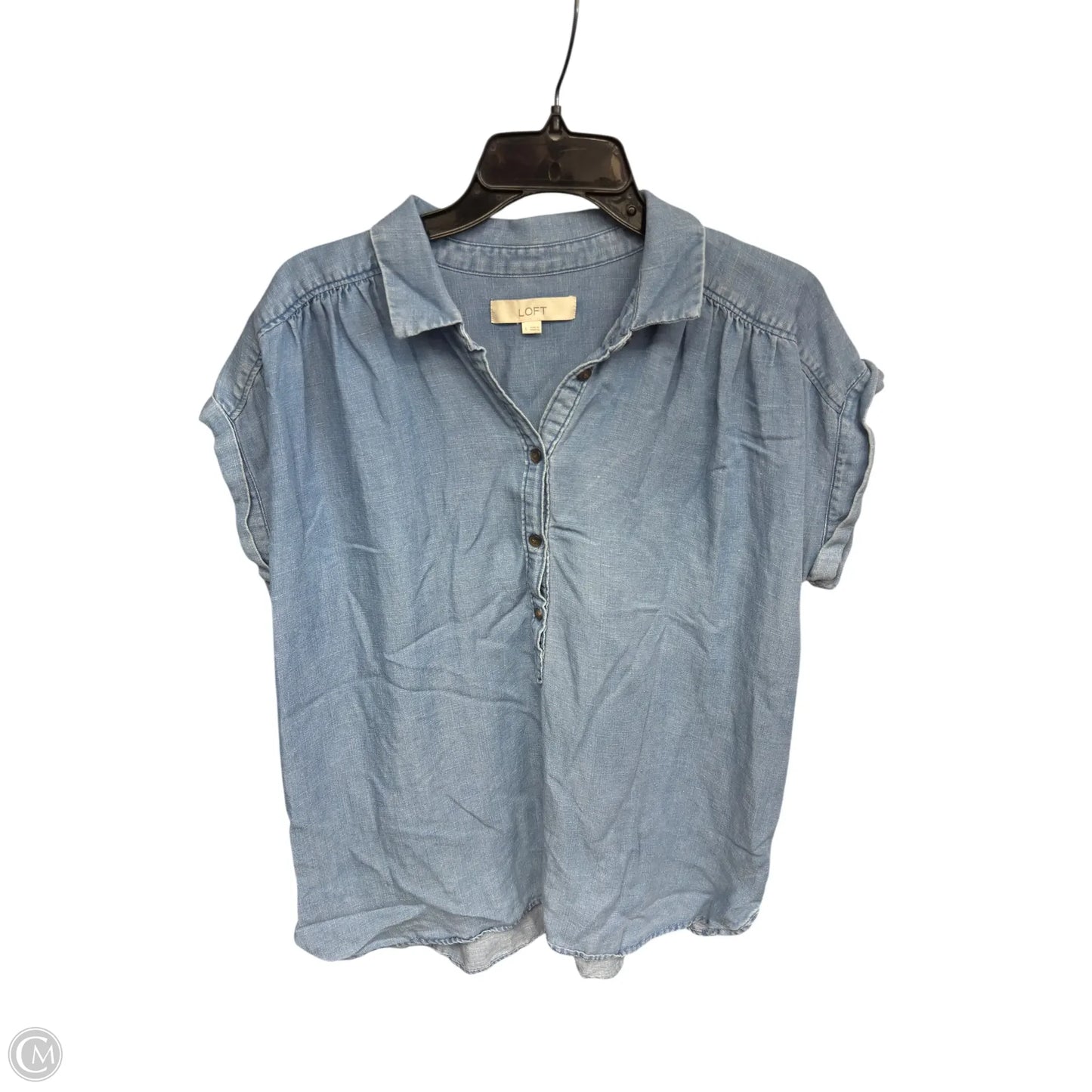 Top Short Sleeve By Loft In Blue Denim, Size: L
