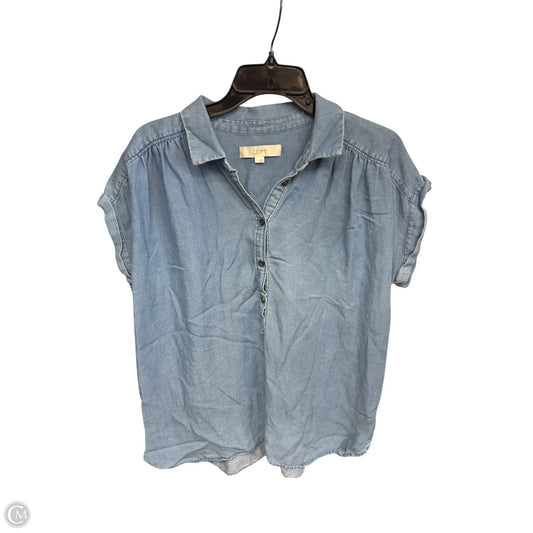 Top Short Sleeve By Loft In Blue Denim, Size: L