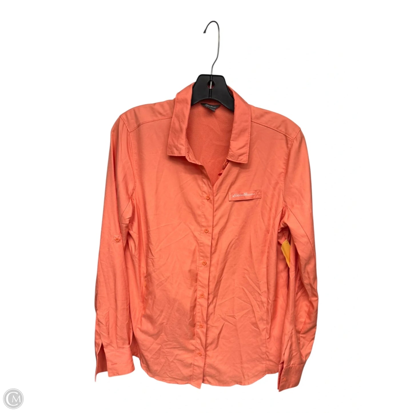 Athletic Top Long Sleeve Collar By Eddie Bauer In Orange, Size: M