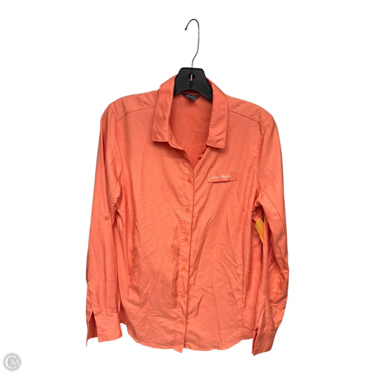 Athletic Top Long Sleeve Collar By Eddie Bauer In Orange, Size: M