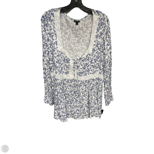 Top Long Sleeve By Torrid In Blue & White, Size: 3x