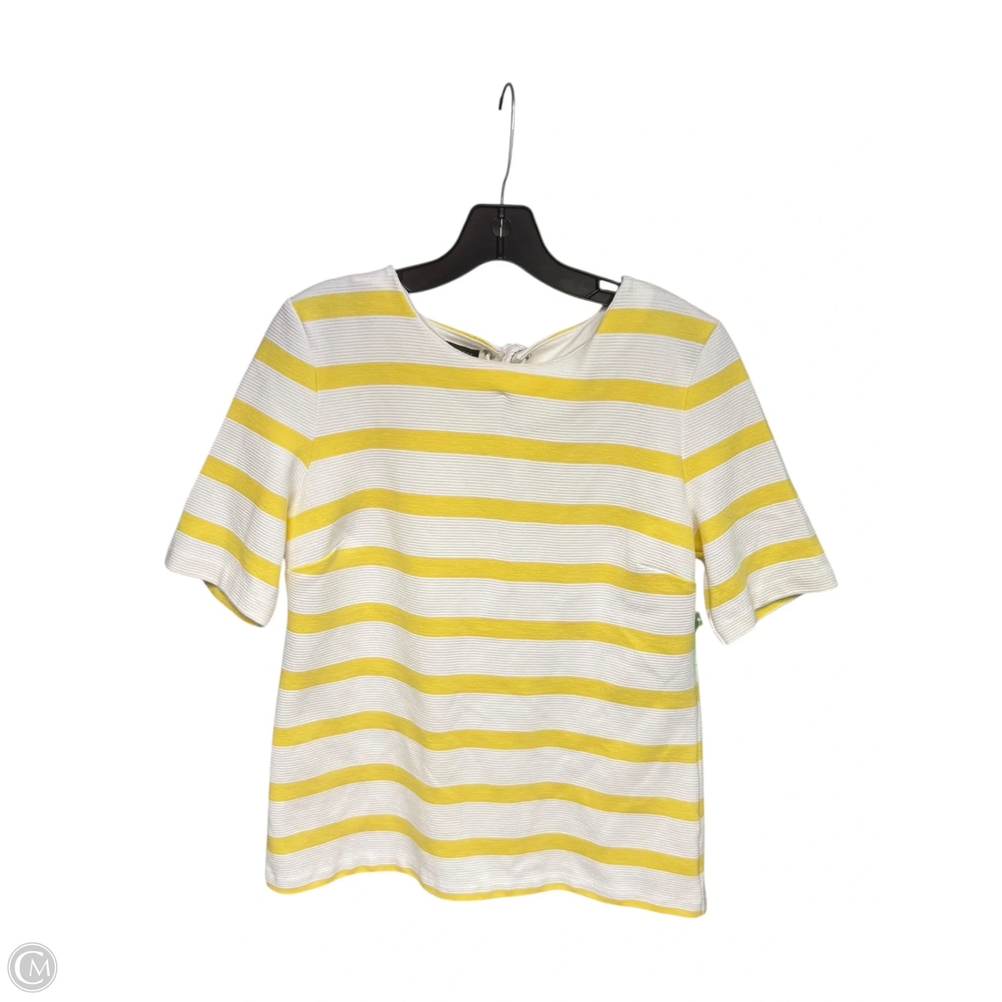 Top Short Sleeve By Talbots In White & Yellow, Size: M