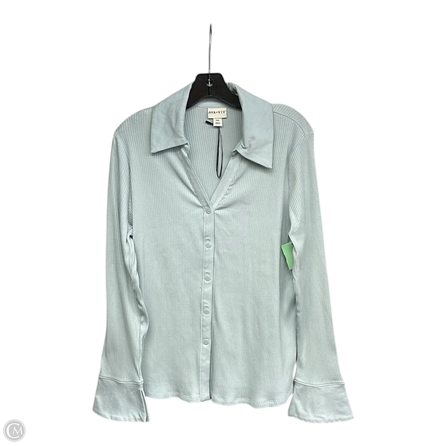 Top Long Sleeve By Ava & Viv In Blue, Size: Xxl