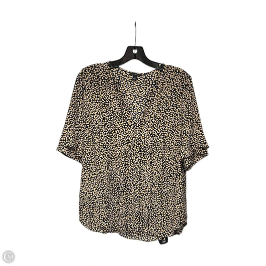 Top Short Sleeve By Ann Taylor In Black & Gold, Size: M