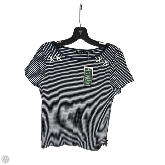 Top Short Sleeve By Lauren By Ralph Lauren In Blue & White, Size: L