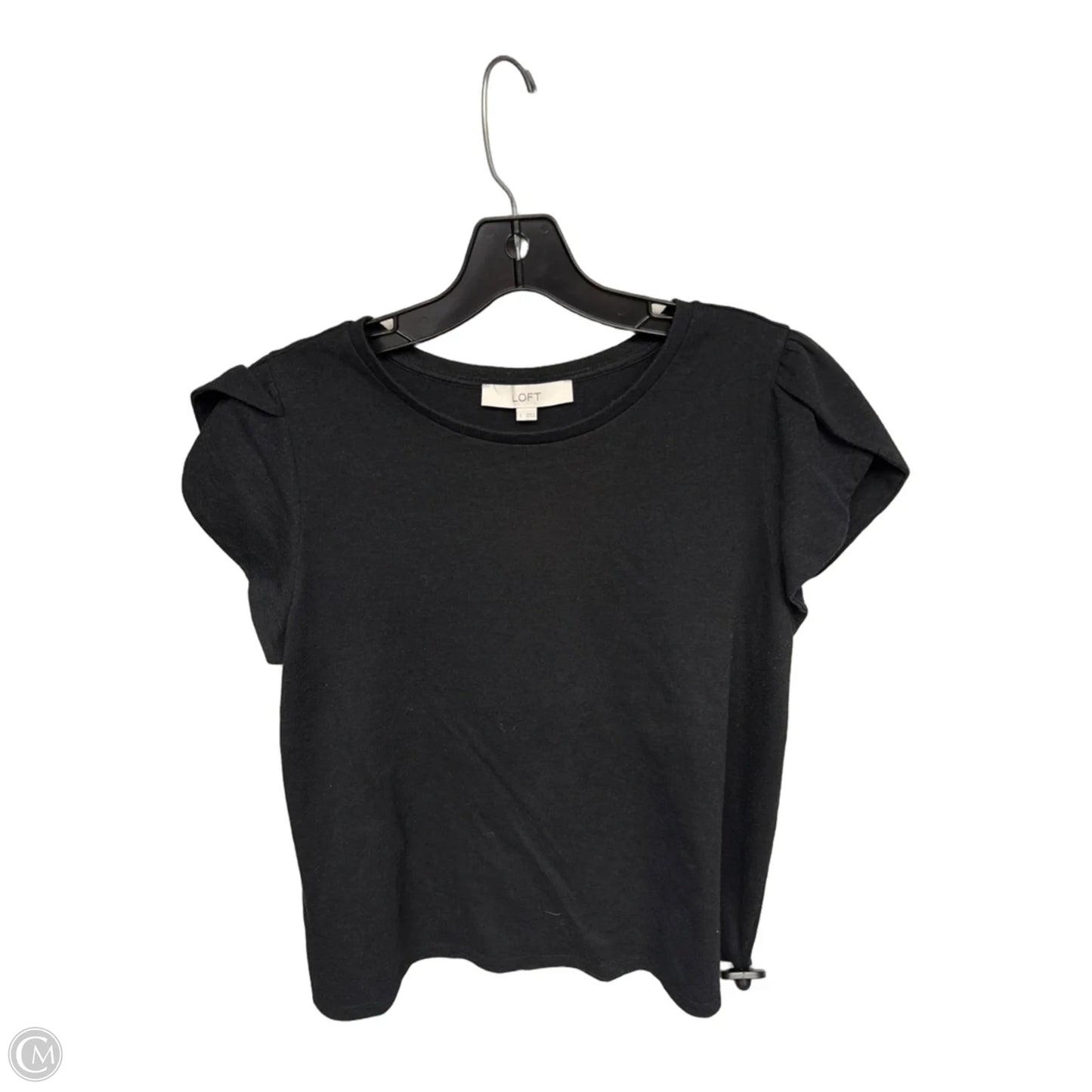 Top Short Sleeve By Loft In Black, Size: L