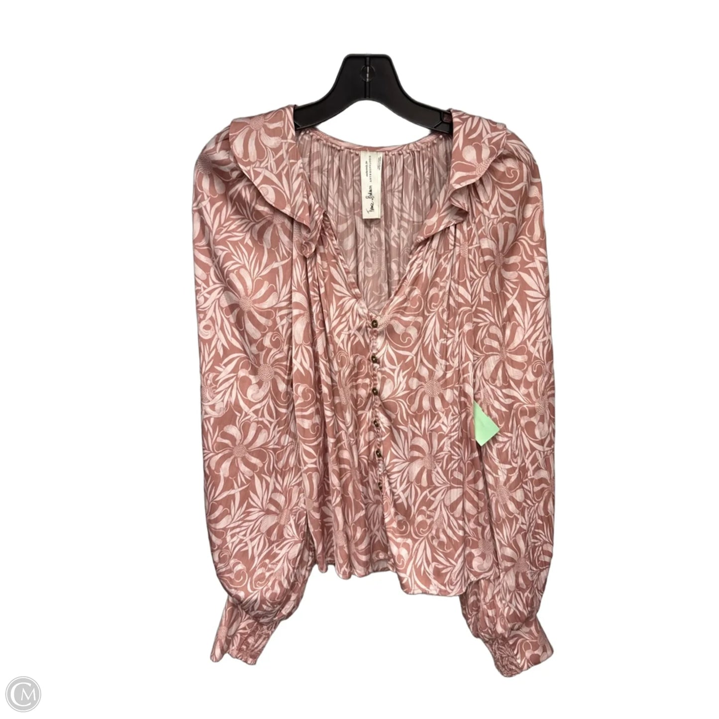 Top Long Sleeve By Anthropologie In Pink, Size: M