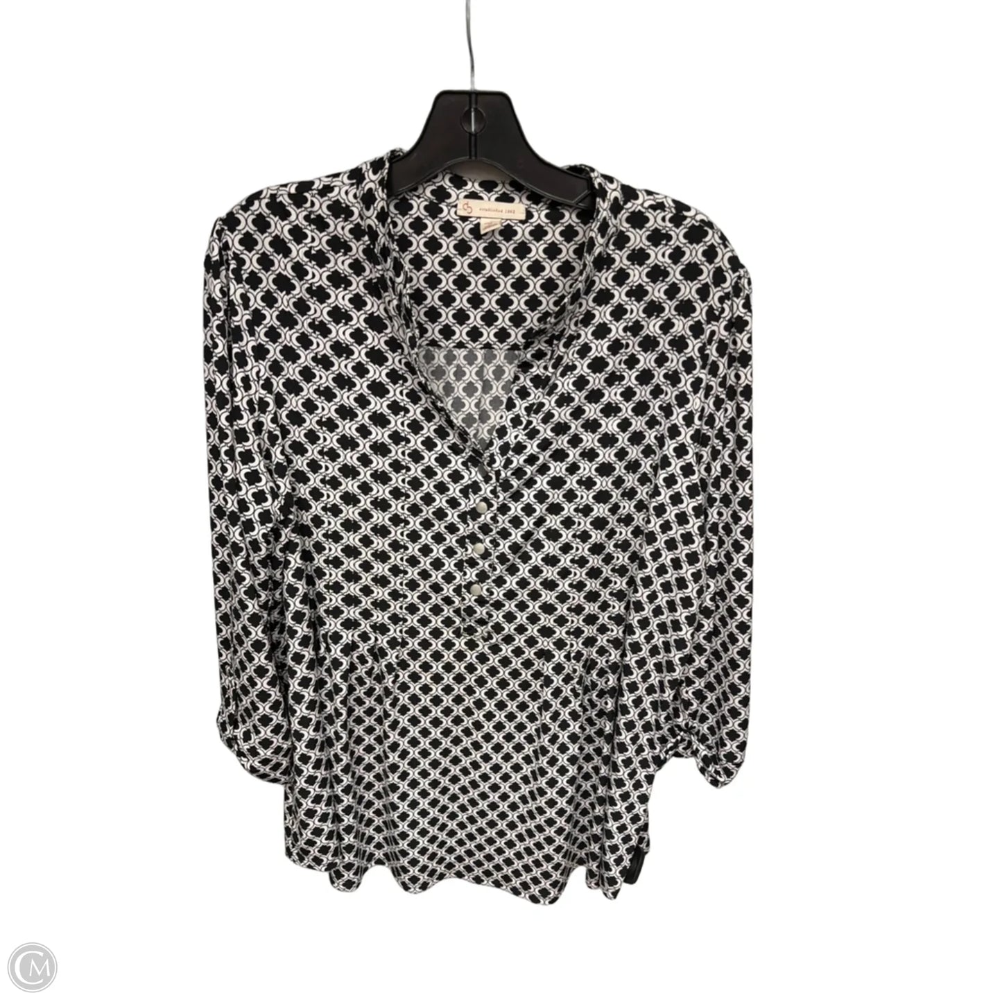 Top Long Sleeve By Clothes Mentor In Black & White, Size: 1x