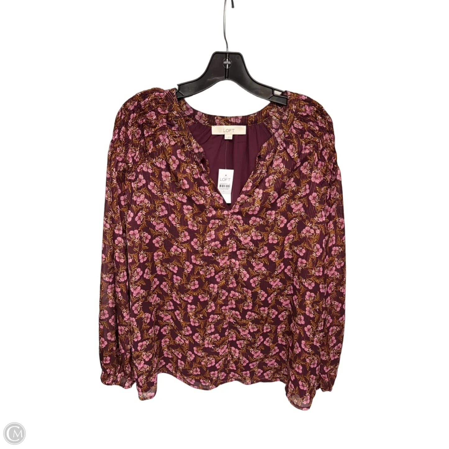 Top Long Sleeve By Loft In Red, Size: L