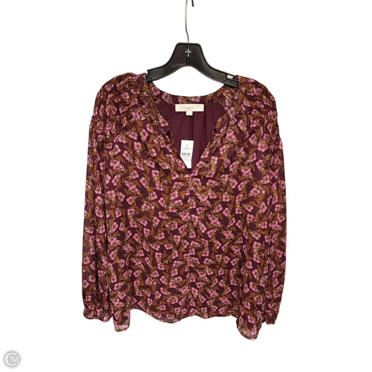 Top Long Sleeve By Loft In Red, Size: L