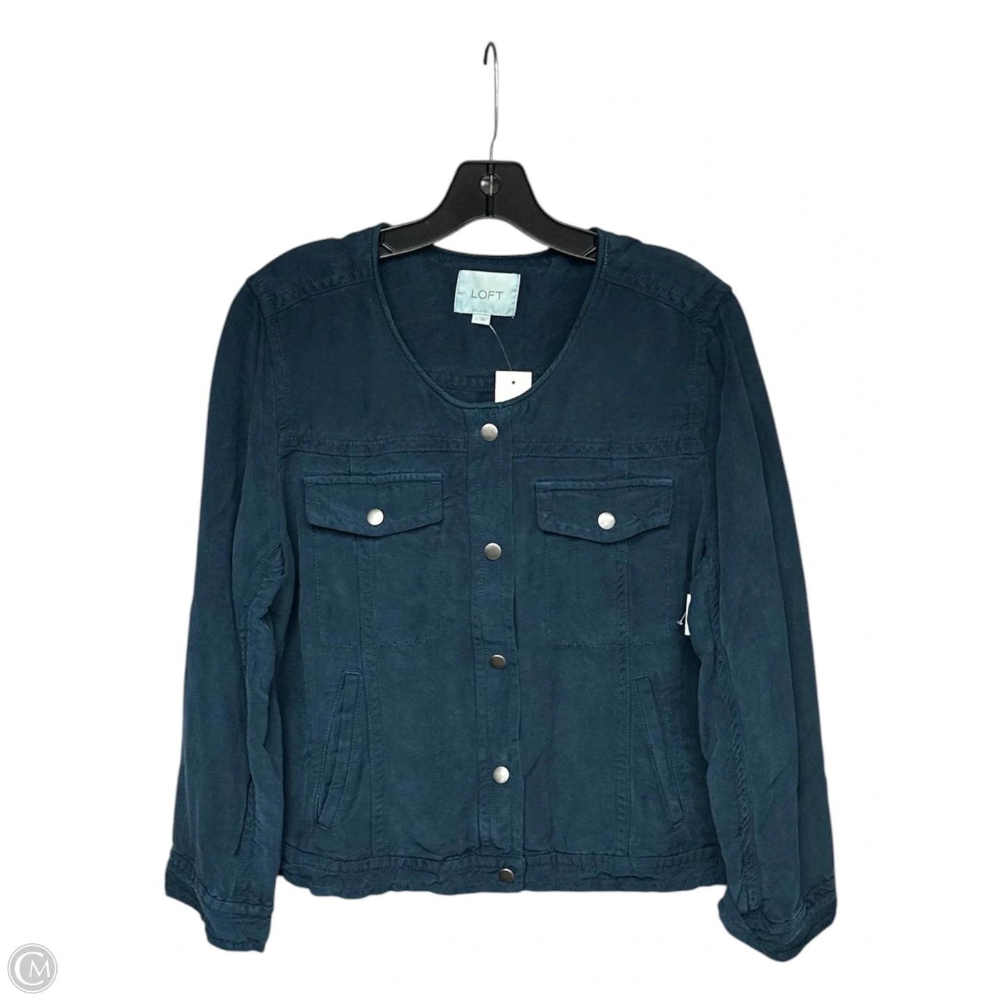 Jacket Denim By Loft In Teal, Size: L