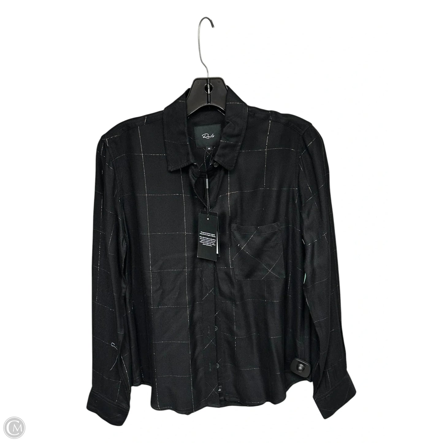 Top Long Sleeve By Rails In Black & Gold, Size: Xs