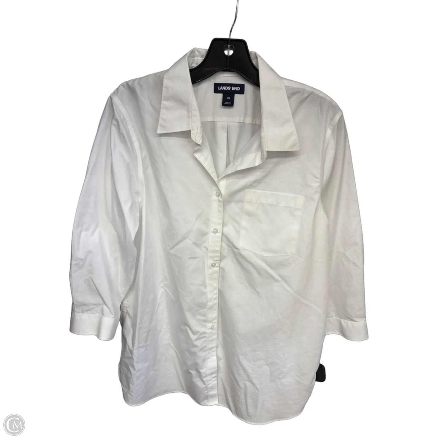 Top Long Sleeve By Lands End In White, Size: 14