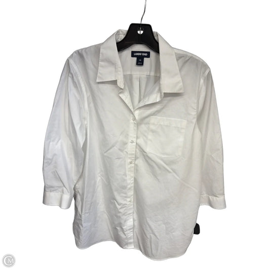 Top Long Sleeve By Lands End In White, Size: 14
