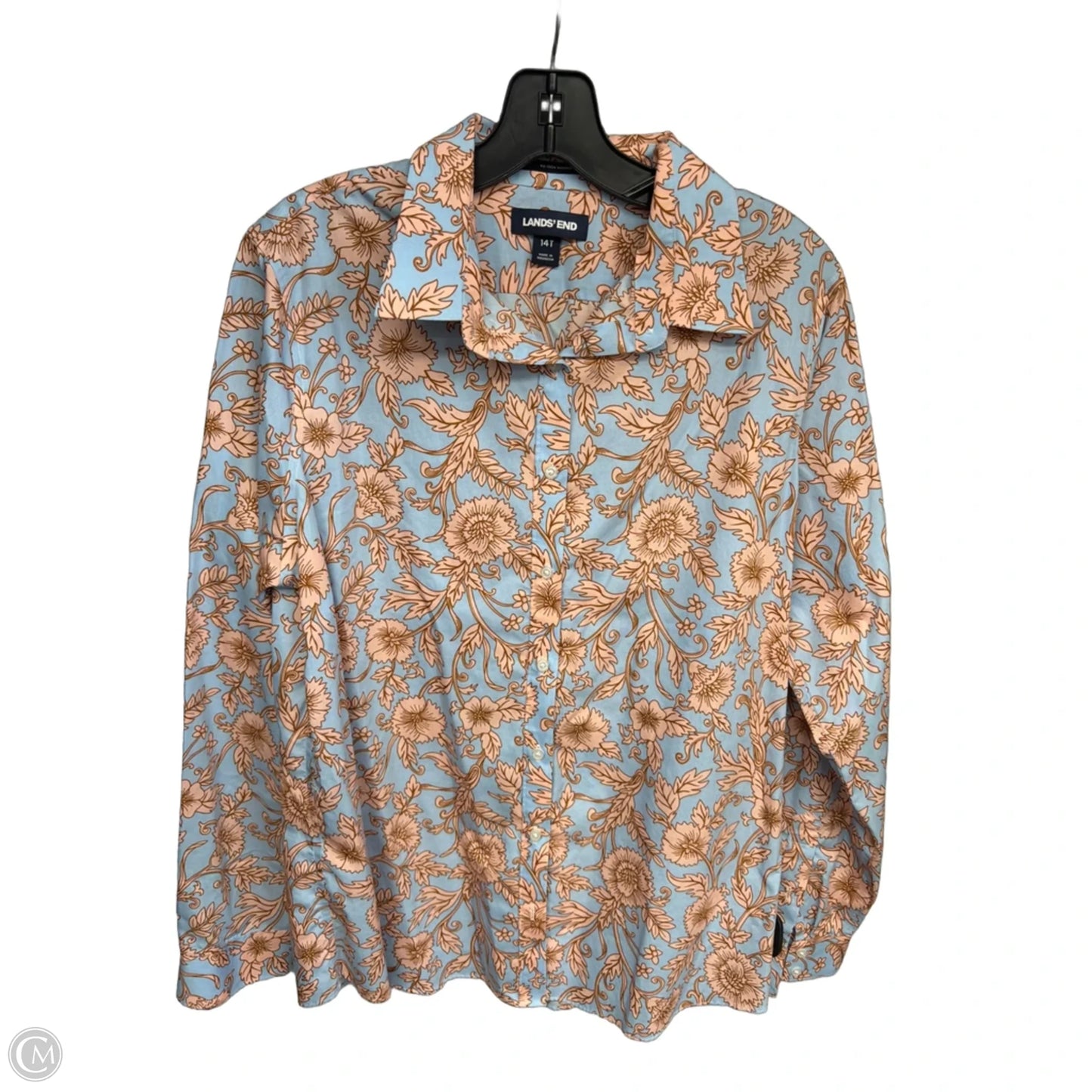 Top Long Sleeve By Lands End In Blue & Orange, Size: 14