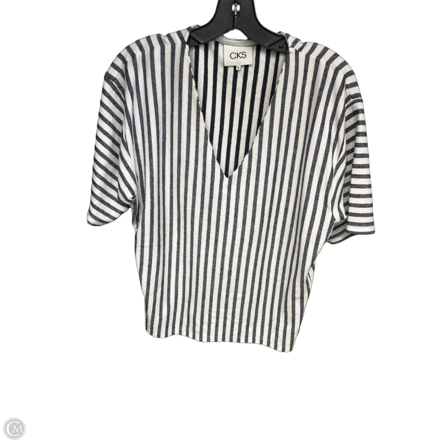 Top Short Sleeve By Clothes Mentor In Blue & White, Size: Xl