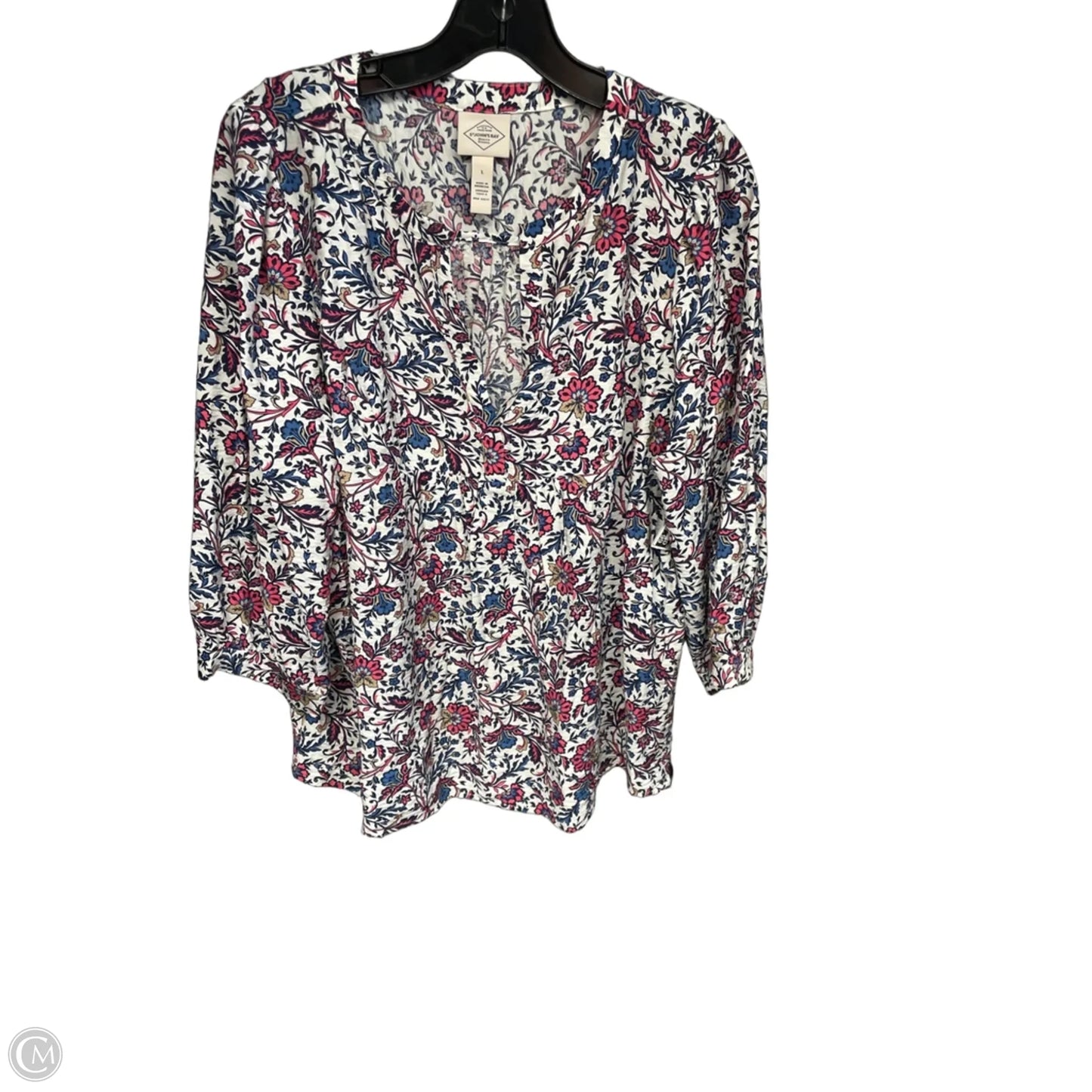 Top 3/4 Sleeve By St Johns Bay In Floral Print, Size: L