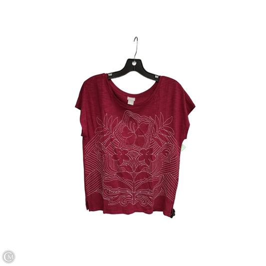 Top Short Sleeve By Chicos In Red, Size: M