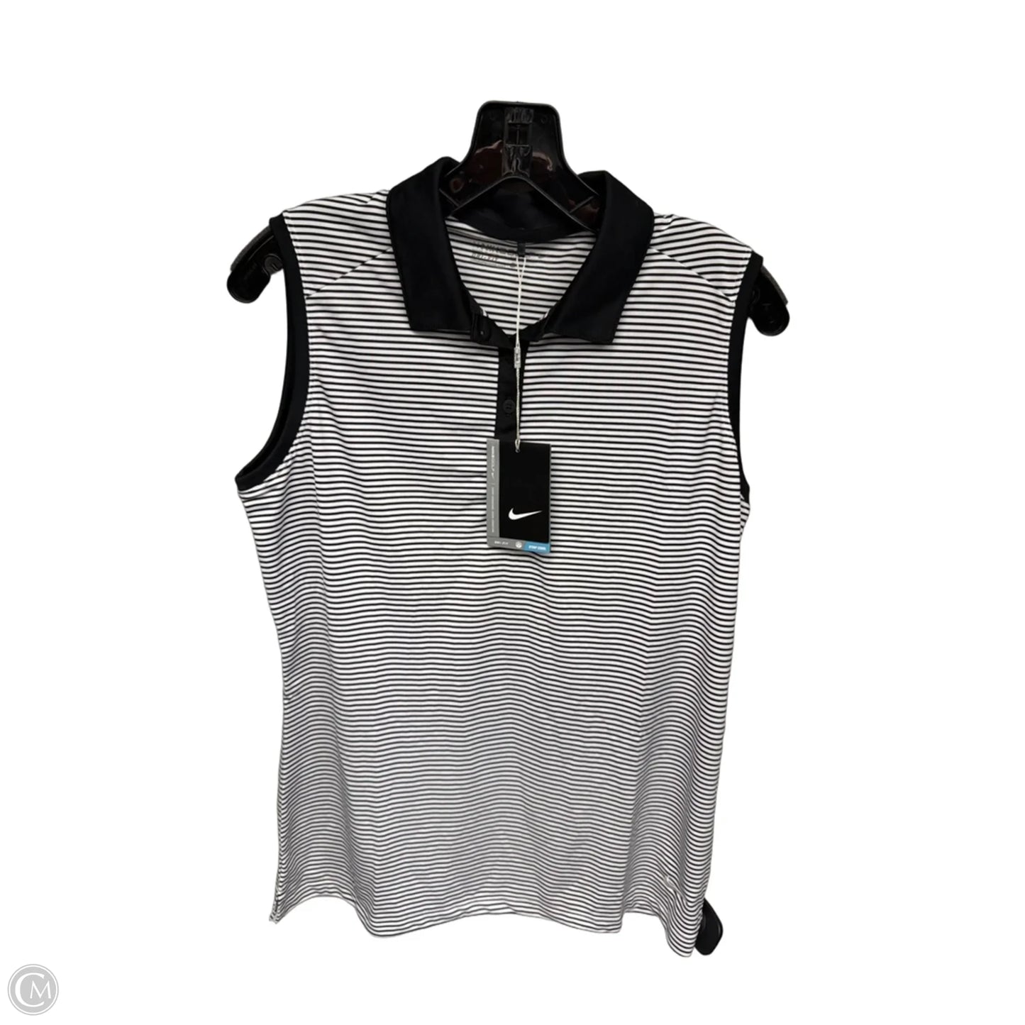 Athletic Tank Top By Nike Apparel In Black & White, Size: L