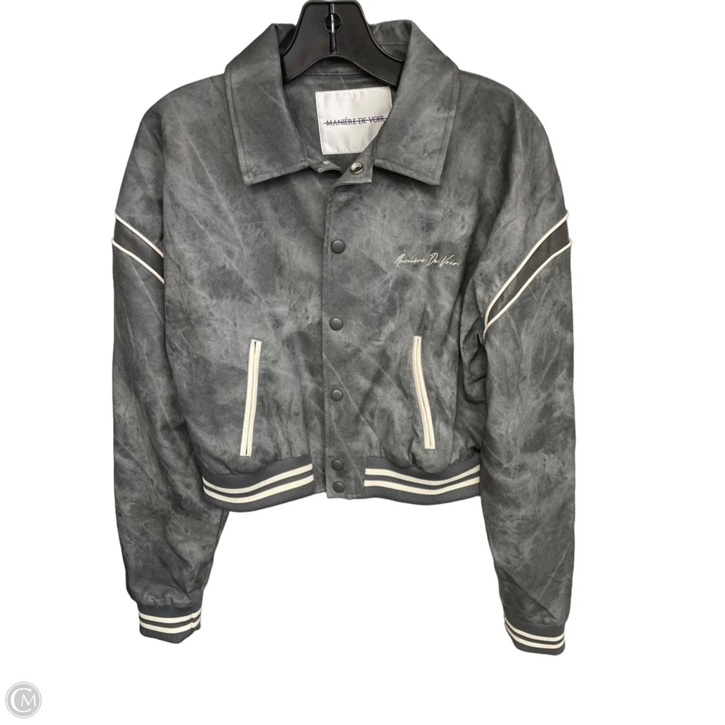 Jacket Moto By Clothes Mentor In Grey, Size: 8