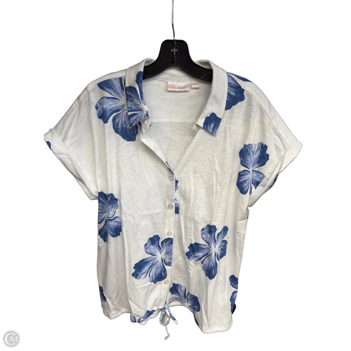 Top Short Sleeve By Clothes Mentor In Blue & White, Size: M