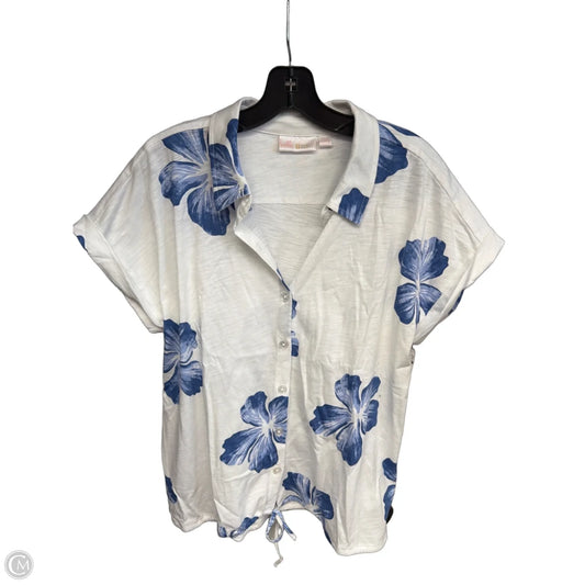 Top Short Sleeve By Clothes Mentor In Blue & White, Size: M