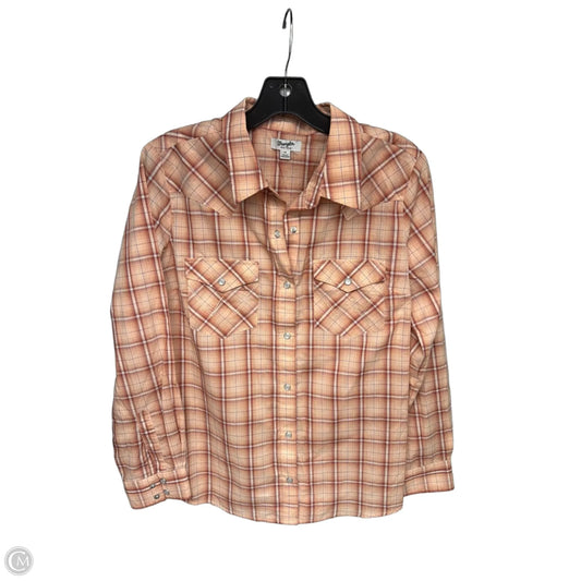 Top Long Sleeve By Wrangler In Orange, Size: M