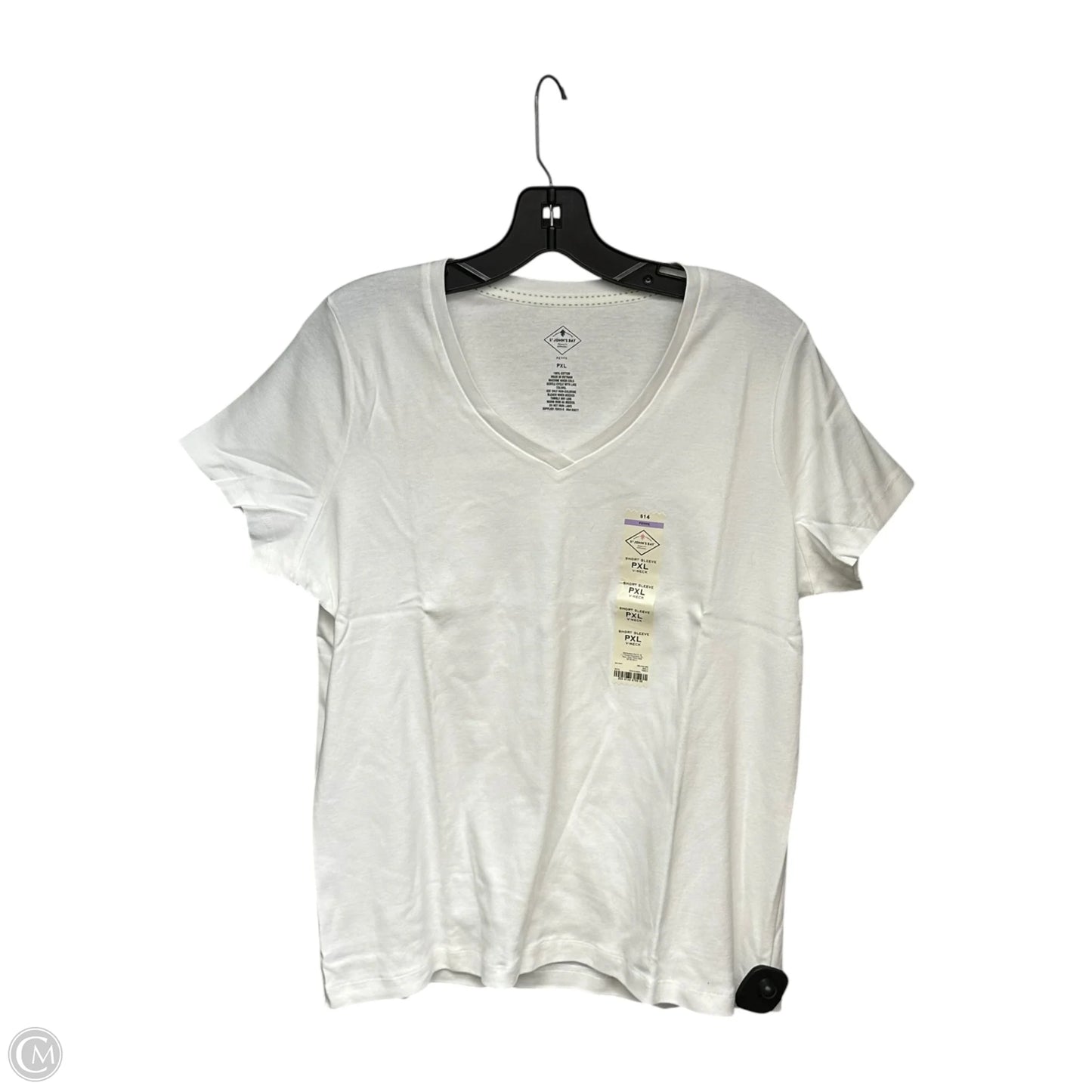 Top Short Sleeve Basic By St Johns Bay In White, Size: Xlp