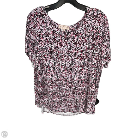 Top Short Sleeve By Philosophy In Red & White, Size: 1x