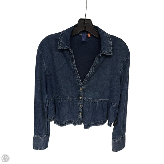 Top Long Sleeve By Pilcro In Blue Denim, Size: Xs