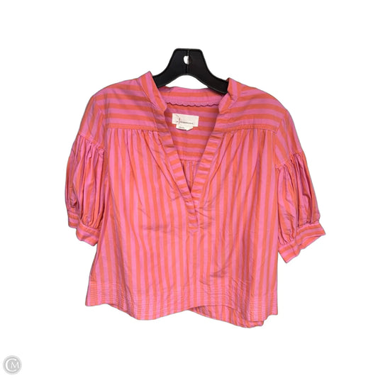Top Short Sleeve By Anthropologie In Orange & Pink, Size: S