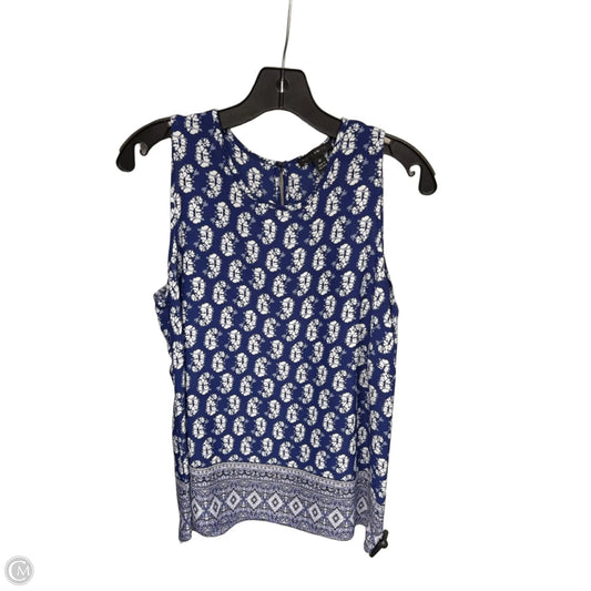 Top Sleeveless By Willi Smith In Blue & White, Size: M