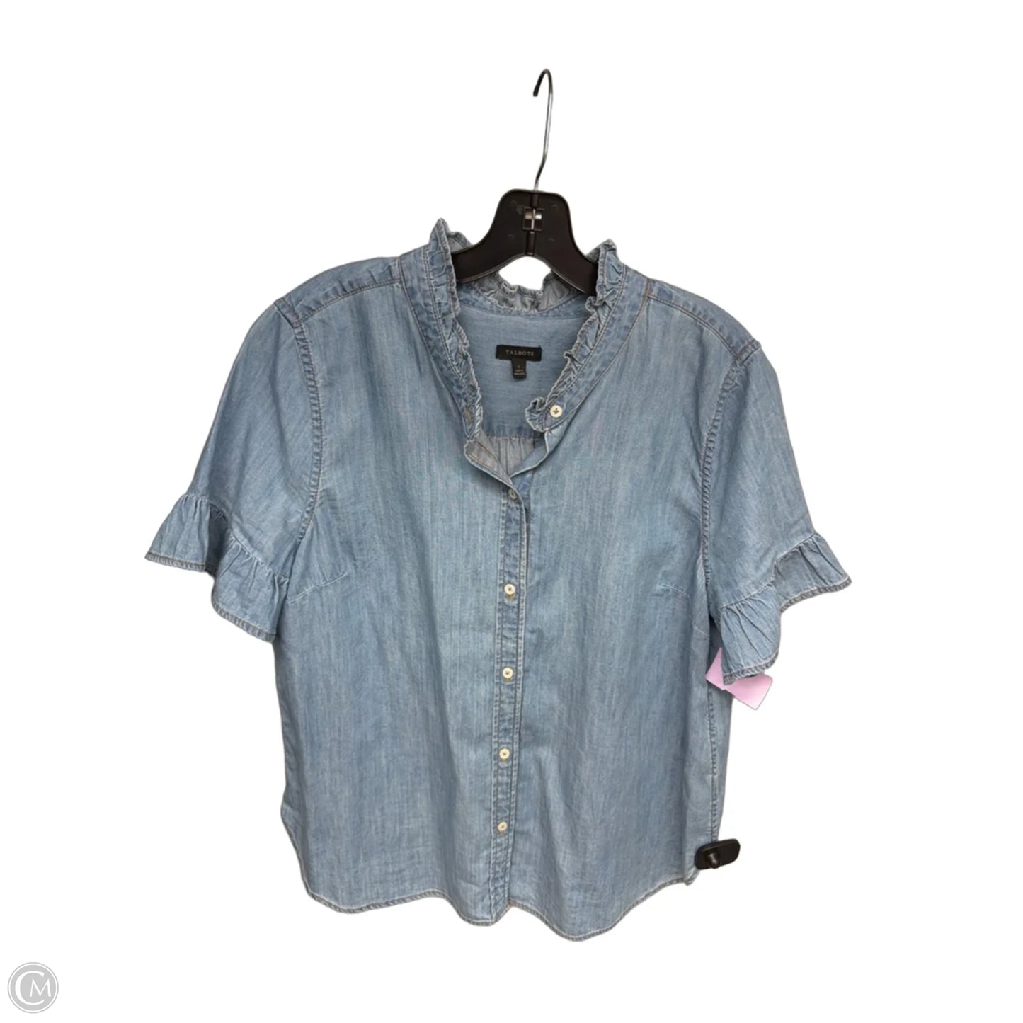 Top Short Sleeve By Talbots In Blue Denim, Size: L