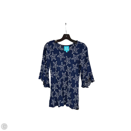 Top 3/4 Sleeve By Clothes Mentor In Blue & White, Size: Xs