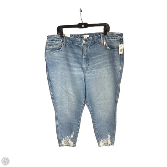 Jeans Cropped By Good American In Blue Denim, Size: 18