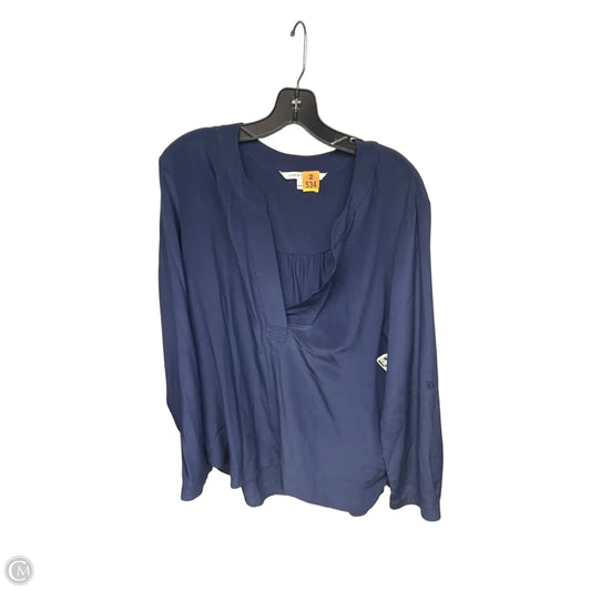 Top Long Sleeve Designer By Diane Von Furstenberg In Navy, Size: 14