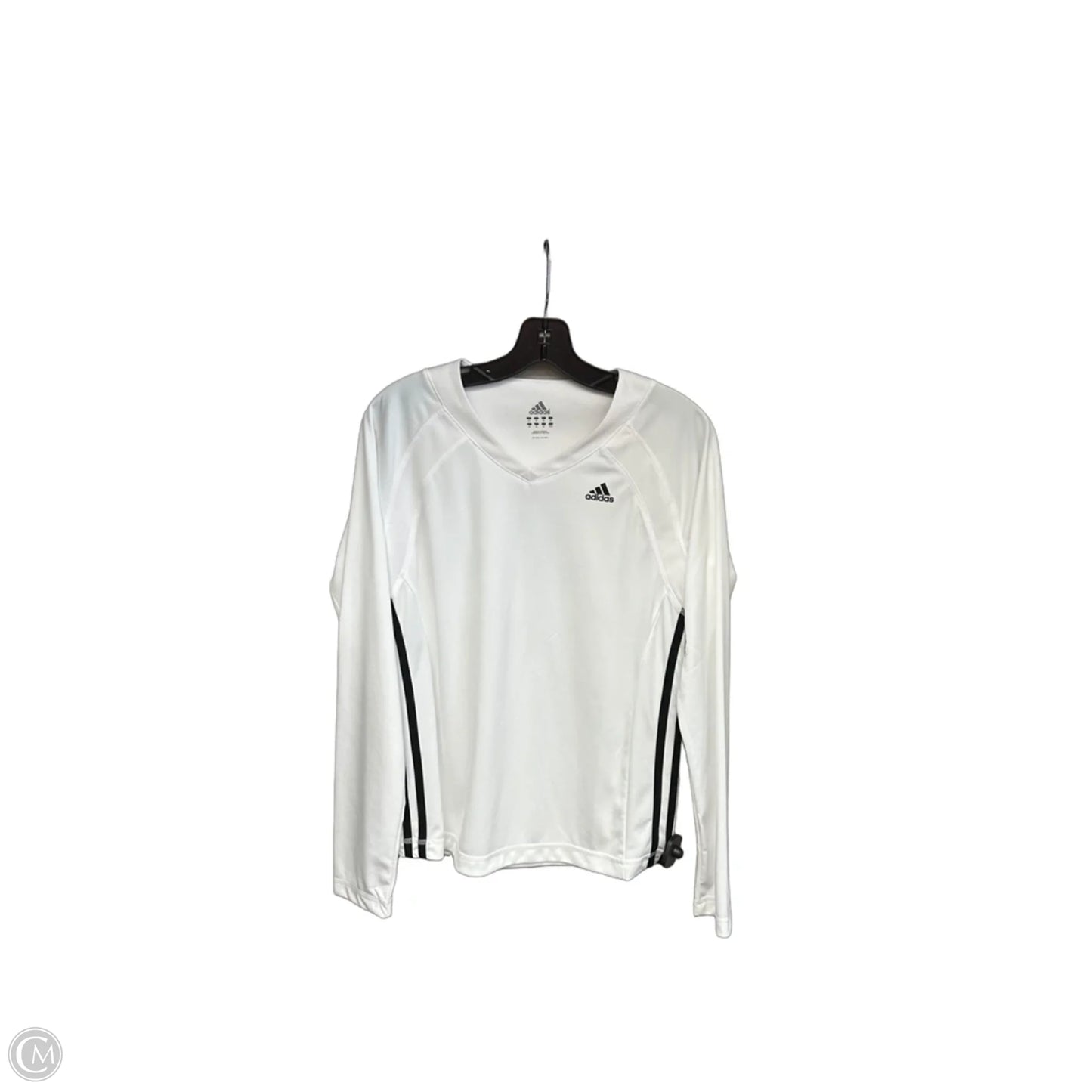 Athletic Top Long Sleeve Crewneck By Adidas In Black & White, Size: M