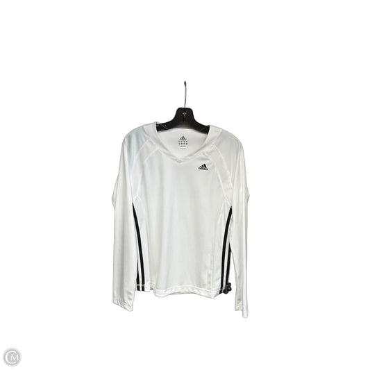 Athletic Top Long Sleeve Crewneck By Adidas In Black & White, Size: M