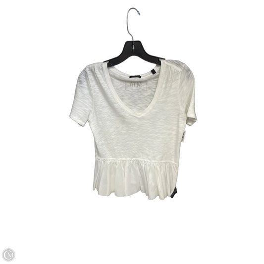 Top Short Sleeve By Atm In Ivory, Size: Xs