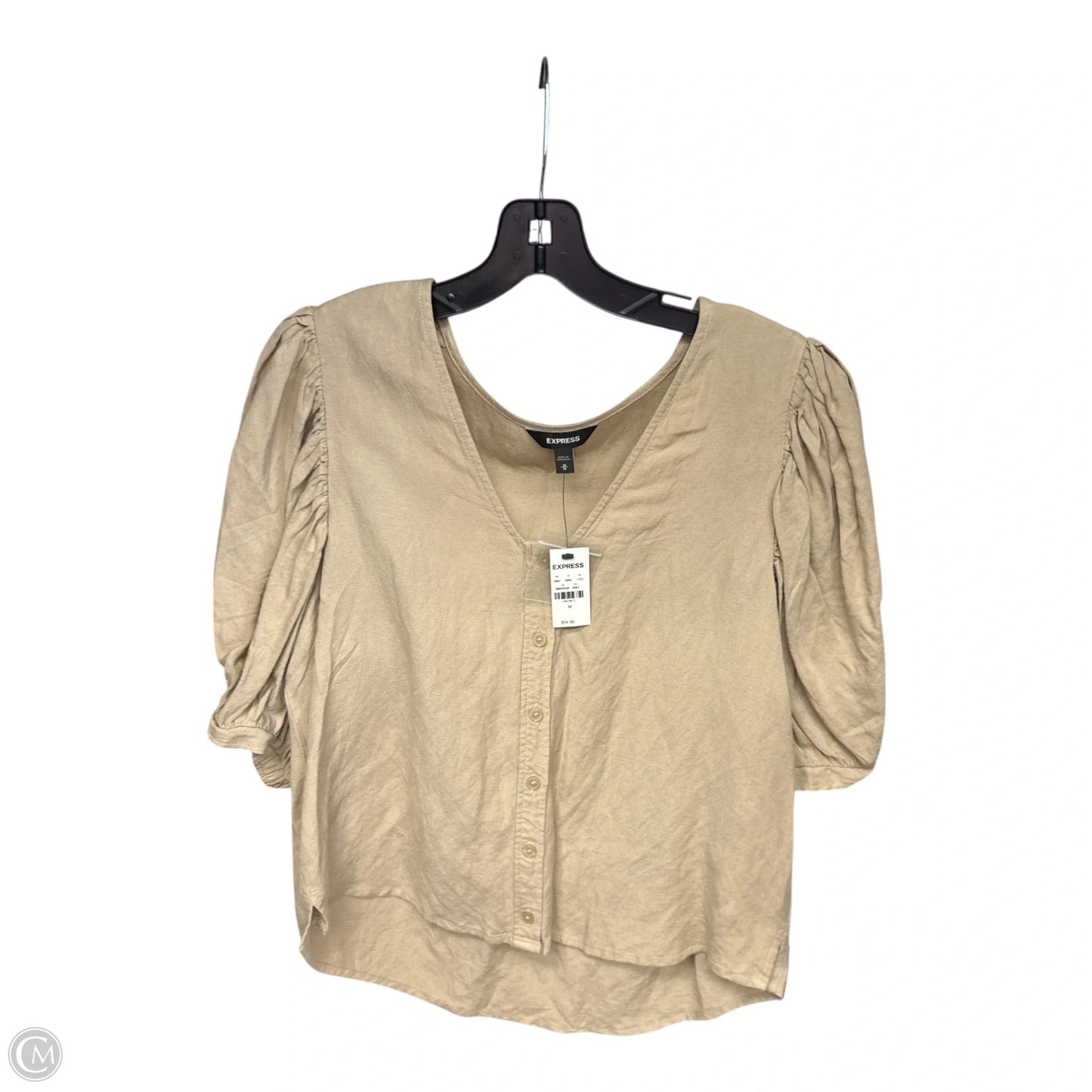 Top Short Sleeve By Express In Tan, Size: M